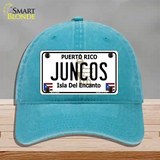 Juncos Puerto Rico Novelty License Plate Hat Unconstructed Cotton / Lake Blue