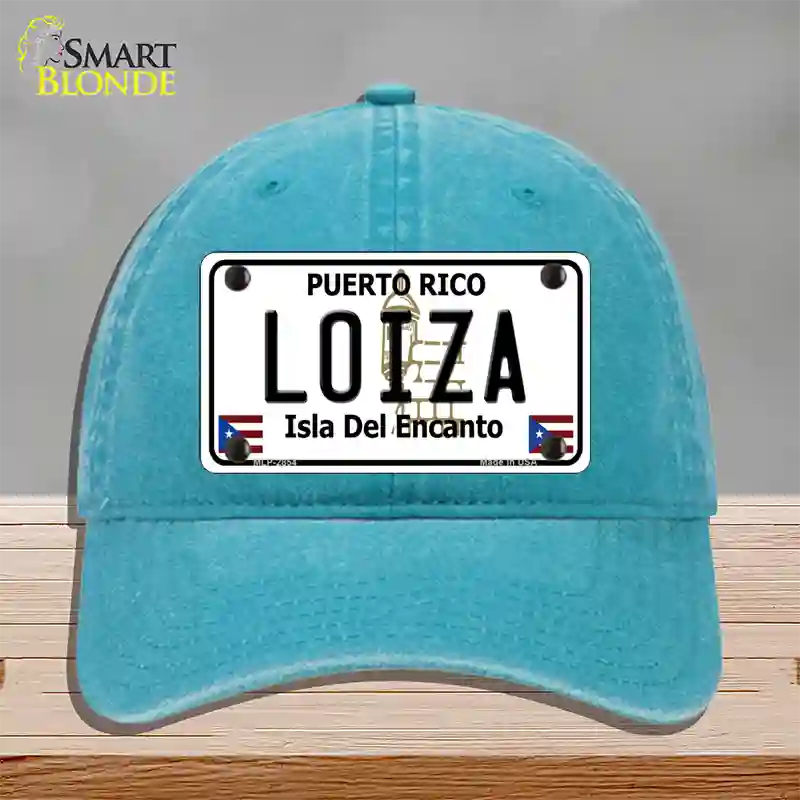 Loiza Puerto Rico Novelty License Plate Hat Unconstructed Cotton / Lake Blue