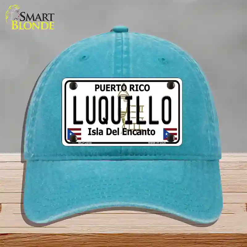 Luquillo Puerto Rico Novelt Novelty License Plate Hat Unconstructed Cotton / Lake Blue