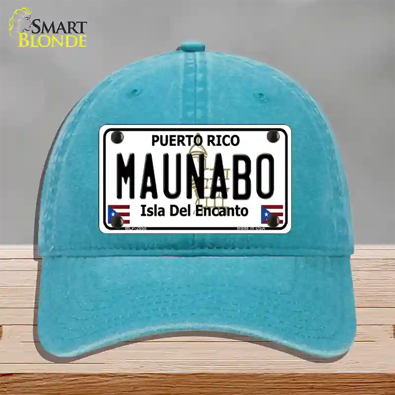 Maunabo Puerto Rico Novelty License Plate Hat Unconstructed Cotton / Lake Blue