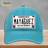 Mayaguez Puerto Rico Novelty License Plate Hat Unconstructed Cotton / Lake Blue