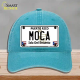 Moca Puerto Rico Novelty License Plate Hat Unconstructed Cotton / Lake Blue