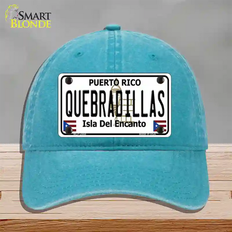 Quebradillas Puerto Rico Novelty License Plate Hat Unconstructed Cotton / Lake Blue