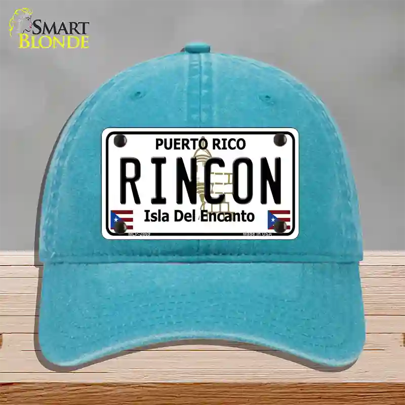 Rincon Puerto Rico Novelty License Plate Hat Unconstructed Cotton / Lake Blue