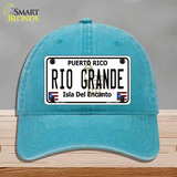 Rio Grande Puerto Rico Novelty License Plate Hat Unconstructed Cotton / Lake Blue