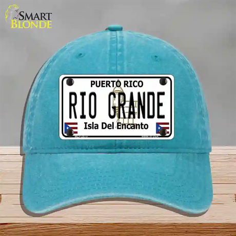 Rio Grande Puerto Rico Novelty License Plate Hat Unconstructed Cotton / Lake Blue