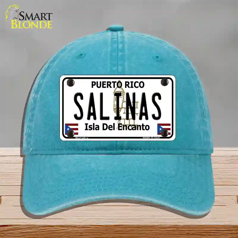 Salinas Puerto Rico Novelty License Plate Hat Unconstructed Cotton / Lake Blue