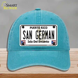 San German Puerto Rico Novelty License Plate Hat Unconstructed Cotton / Lake Blue