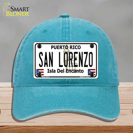 San Lorenzo Puerto Rico Novelty License Plate Hat Unconstructed Cotton / Lake Blue