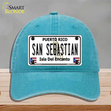 San Sebastian Puerto Rico Novelty License Plate Hat Unconstructed Cotton / Lake Blue