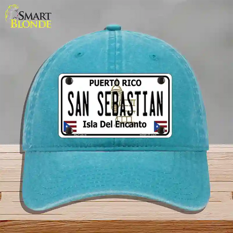 San Sebastian Puerto Rico Novelty License Plate Hat Unconstructed Cotton / Lake Blue