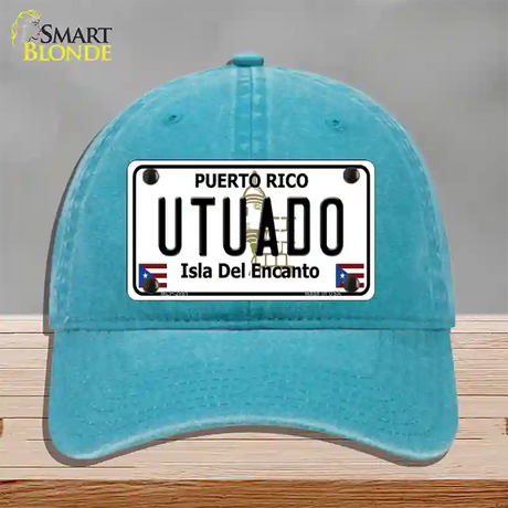 Utuado Puerto Rico Novelty License Plate Hat Unconstructed Cotton / Lake Blue