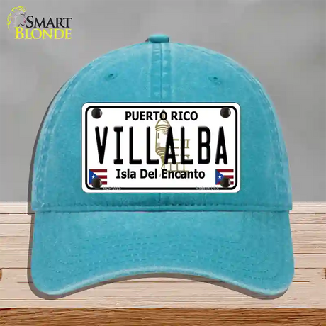 Villalba Puerto Rico Novelty License Plate Hat Unconstructed Cotton / Lake Blue