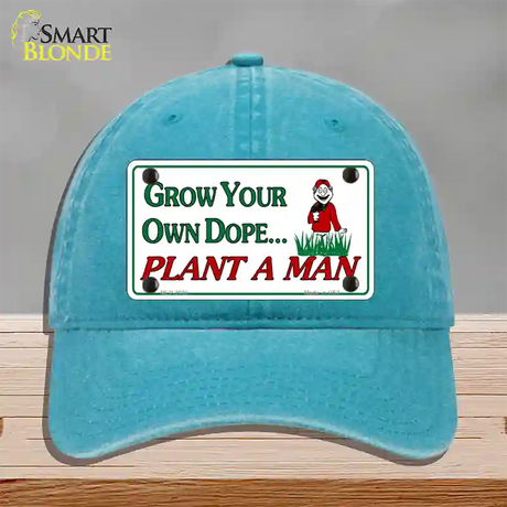 Grow Dope Novelty License Plate Hat Unconstructed Cotton / Lake Blue