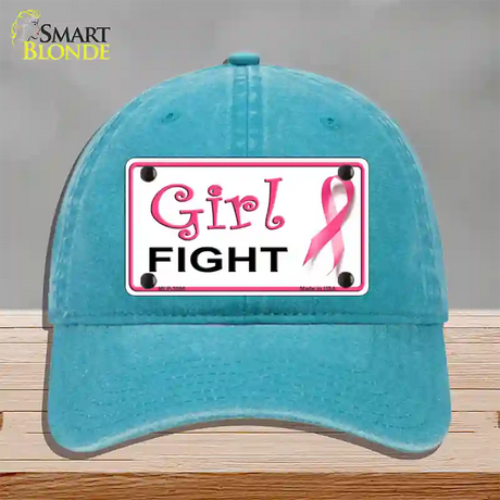 Girl Fight Novelty License Plate Hat Sign Unconstructed Cotton / Lake Blue