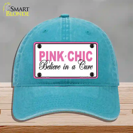 Pink Chic Novelty License Plate Hat Unconstructed Cotton / Lake Blue