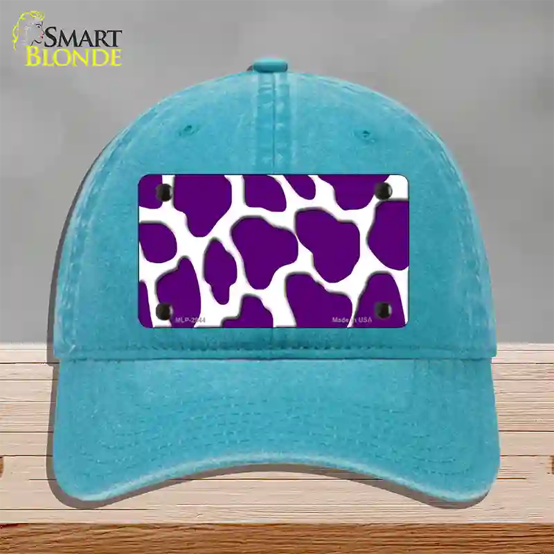 Purple White Giraffe Novelty License Plate Hat Unconstructed Cotton / Lake Blue