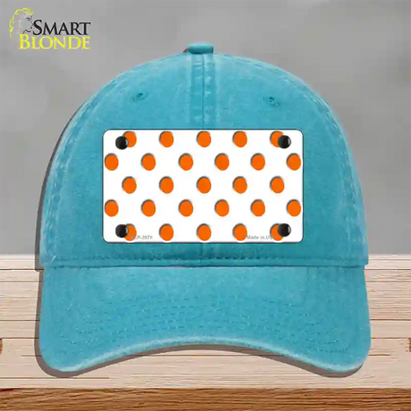 Orange White Polka Dot Novelty License Plate Hat Unconstructed Cotton / Lake Blue