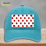 Red White Polka Dot Novelty License Plate Hat Unconstructed Cotton / Lake Blue