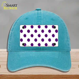 Purple White Polka Dot Novelty License Plate Hat Unconstructed Cotton / Lake Blue