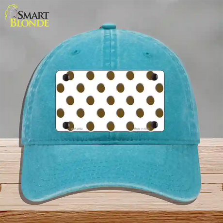 Brown White Polka Dot Novelty License Plate Hat Unconstructed Cotton / Lake Blue