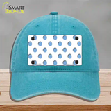 Light Blue White Polka Dot Novelty License Plate Hat Unconstructed Cotton / Lake Blue