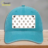 Tan White Polka Dot Novelty License Plate Hat Unconstructed Cotton / Lake Blue