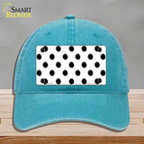 Black White Polka Dot Novelty License Plate Hat Unconstructed Cotton / Lake Blue