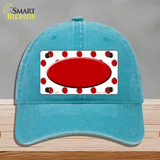 Red White Polka Dot Red Center Oval Novelty License Plate Hat Unconstructed Cotton / Lake Blue