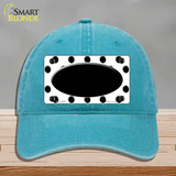 Black White Polka Dot Black Center Oval Novelty License Plate Hat Unconstructed Cotton / Lake Blue