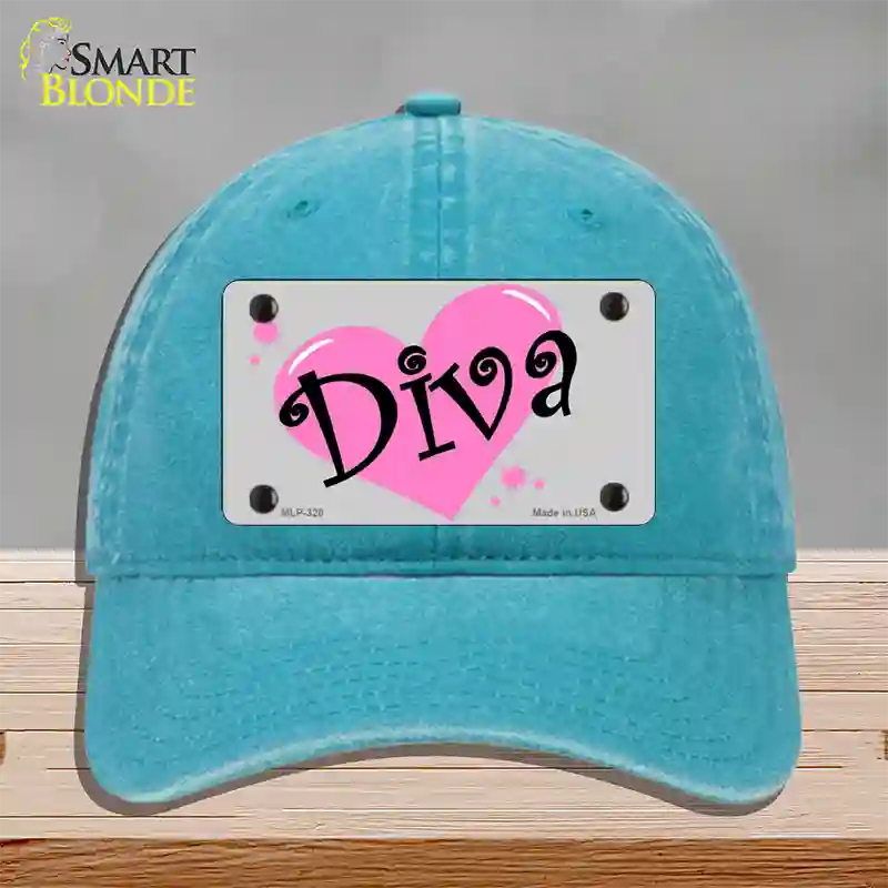 Diva Novelty License Plate Hat Unconstructed Cotton / Lake Blue