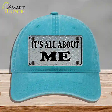 Its All About Me Novelty License Plate Hat Unconstructed Cotton / Lake Blue