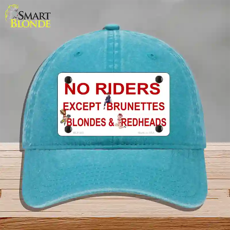 No Riders Except Novelty License Plate Hat Unconstructed Cotton / Lake Blue