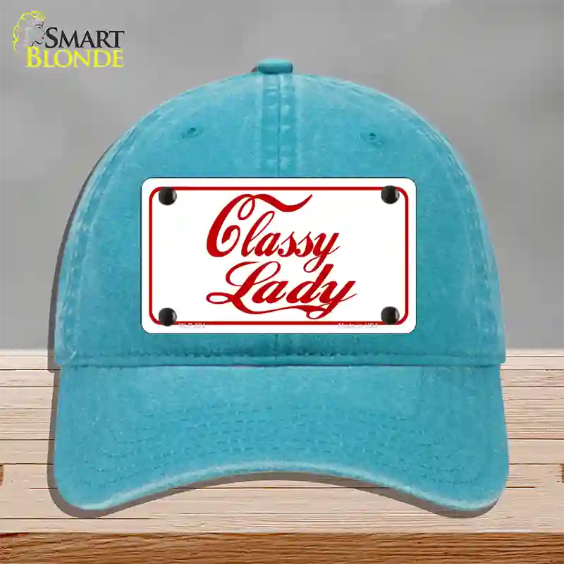 Classy Lady Novelty License Plate Hat Unconstructed Cotton / Lake Blue