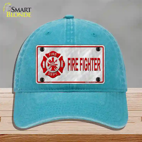 Firefighter Badge Novelty License Plate Hat Unconstructed Cotton / Lake Blue