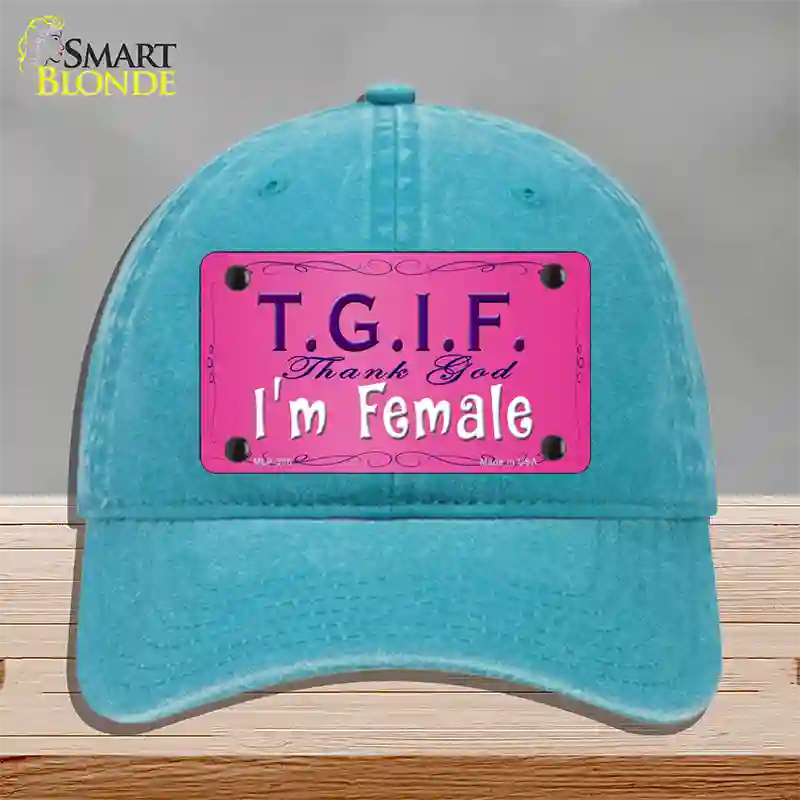 TGIF Novelty License Plate Hat Unconstructed Cotton / Lake Blue