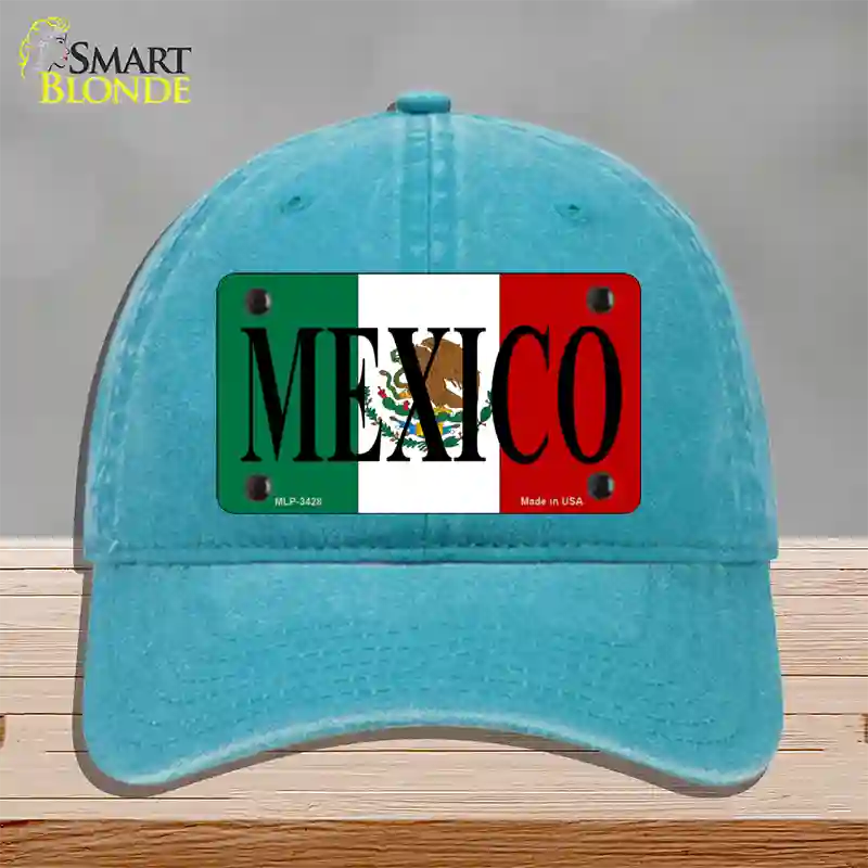 Mexico Novelty License Plate Hat Unconstructed Cotton / Lake Blue