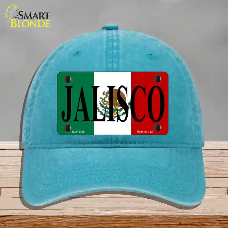 Jalisco Mexico Flag Novelty License Plate Hat Unconstructed Cotton / Lake Blue