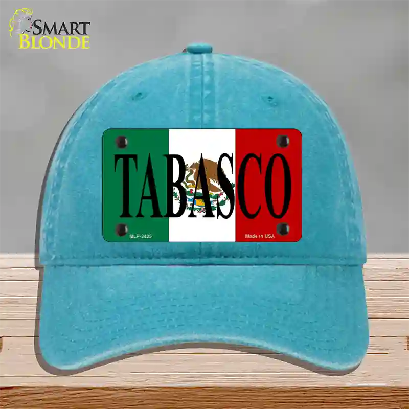 Tabasco Novelty License Plate Hat Unconstructed Cotton / Lake Blue