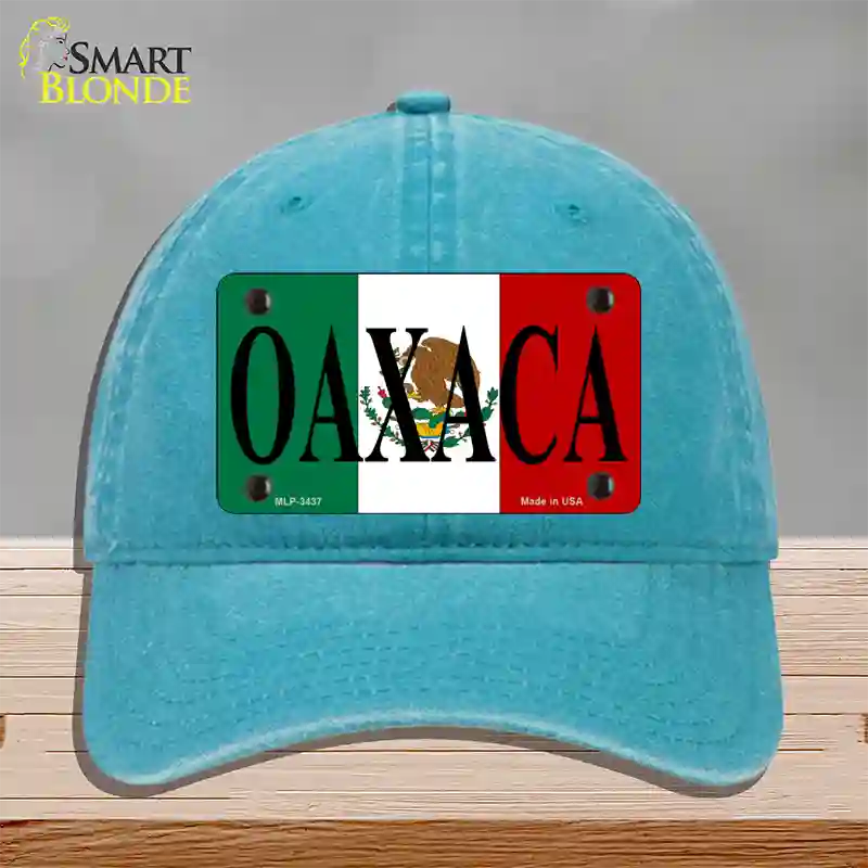 Oaxaca Novelty License Plate Hat Unconstructed Cotton / Lake Blue