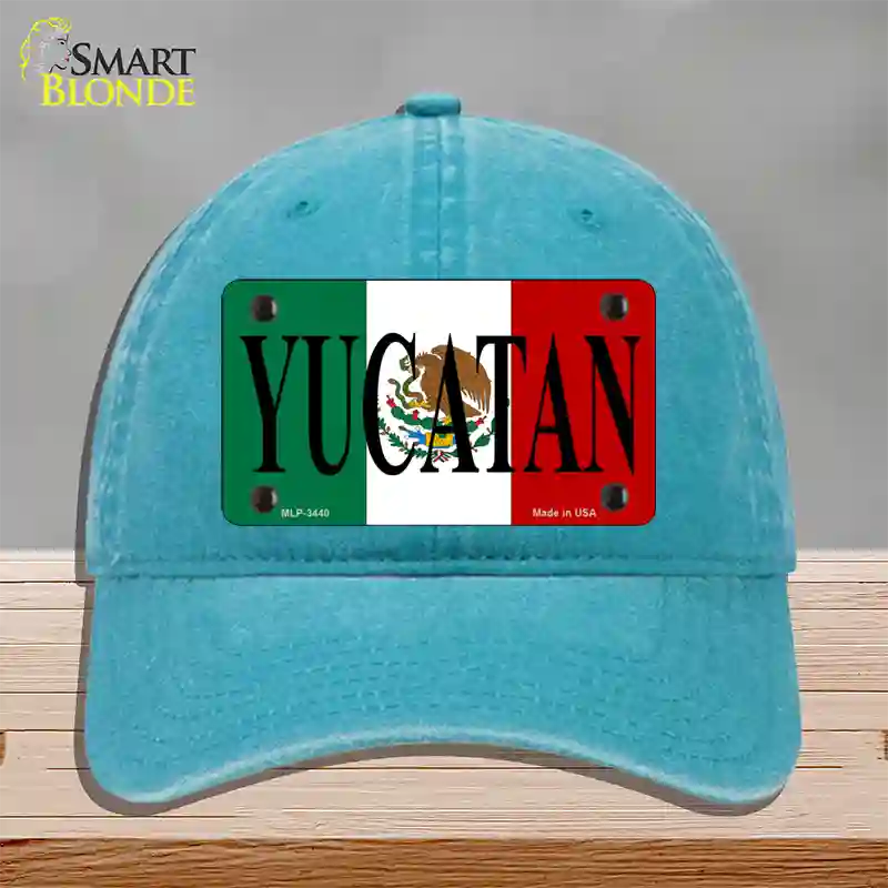 Yucatan Novelty License Plate Hat Unconstructed Cotton / Lake Blue