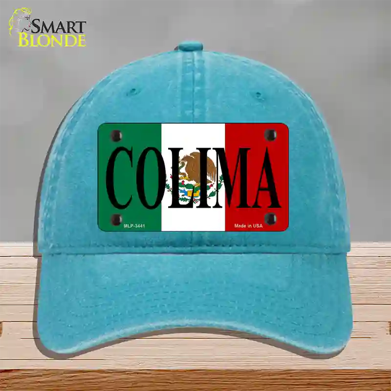 Colima Novelty License Plate Hat Unconstructed Cotton / Lake Blue