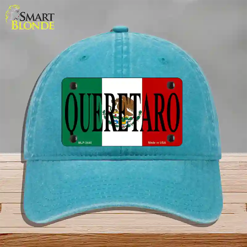 Queretaro Mexico Flag Novelty License Plate Hat Unconstructed Cotton / Lake Blue