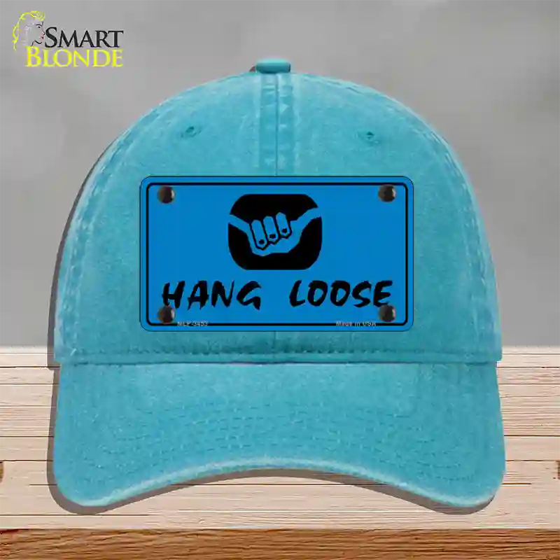 Hang Loose Novelty License Plate Hat Unconstructed Cotton / Lake Blue