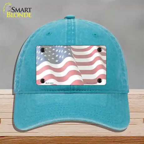 Faded Old Glory Novelty License Plate Hat Unconstructed Cotton / Lake Blue