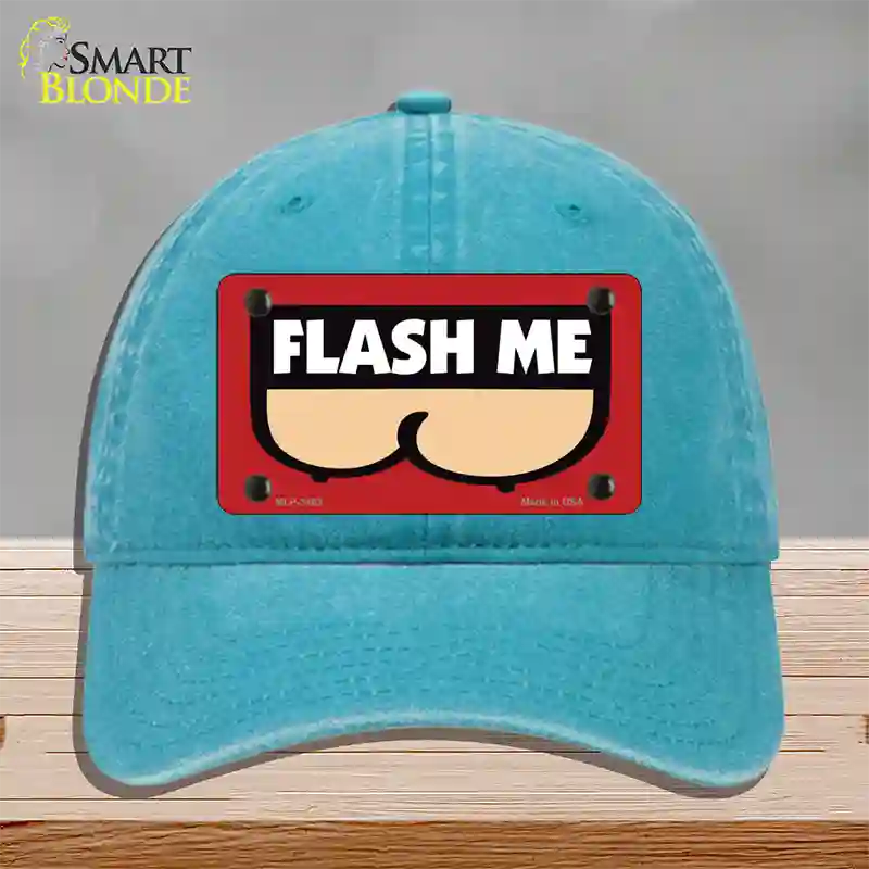 Flash Me Novelty License Plate Hat Unconstructed Cotton / Lake Blue