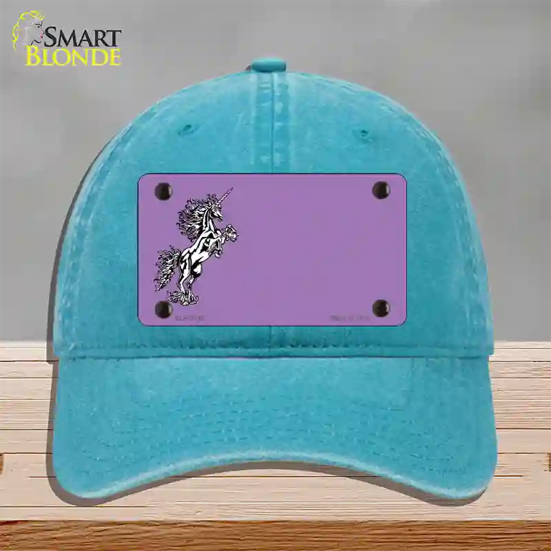 Unicorn Offset Novelty License Plate Hat Unconstructed Cotton / Lake Blue