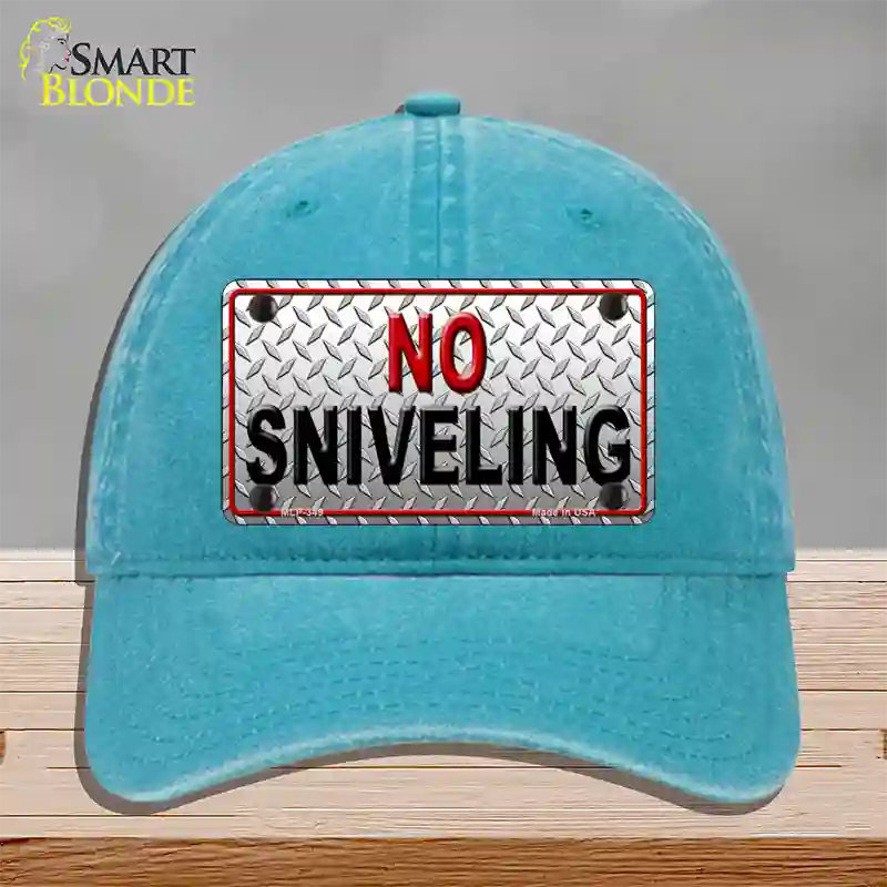 No Sniveling Novelty License Plate Hat Unconstructed Cotton / Lake Blue