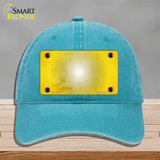 Yellow White Fade Scratched Novelty License Plate Hat Unconstructed Cotton / Lake Blue