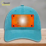 Orange White Fade Scratched Novelty License Plate Hat Unconstructed Cotton / Lake Blue